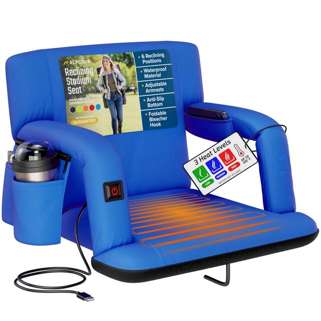 Alpcour Heated Reclining Stadium Seat for Bleachers with Back Support - Wide - Black – by Apex Brands on TurtlesEgg Marketplace
