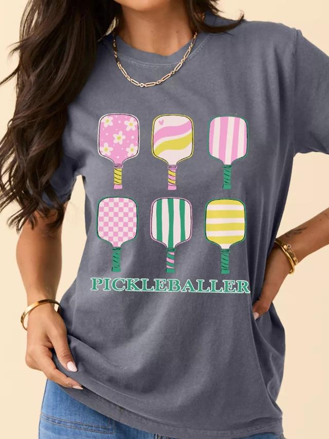 PICKLEBALLER Playful Bats Printed Casual T Shirt – by Indigo Mountain on TurtlesEgg Marketplace