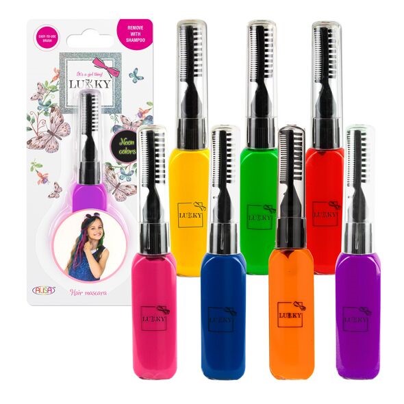 Hair Mascara in Six Neon Colors For Bright Shimmering Hair Strands